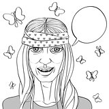 hippie portrait drawing