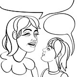 pop art mom and kid drawing