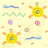 Abstract seamless pattern with turtles