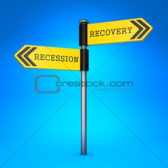 Recession or Recovery. Concept of Choice.