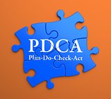 PDCA  on Blue Puzzle Pieces. Business Concept.