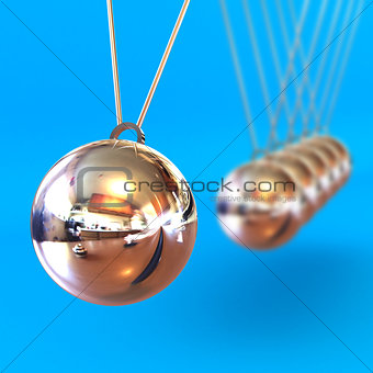 Newtons Cradle against a Blue Background