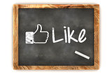 Blackboard showing "Like us" as used in social networks