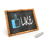 Blackboard showing "Like us" as used in social networks