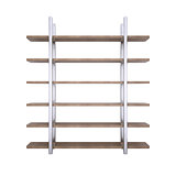 Wooden shelves with metal stands