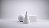Ball, cube and cone