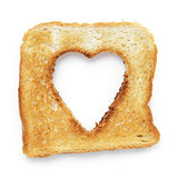 toasted slice of white bread with hole heart shape