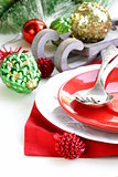 Festive Christmas table setting with decorations
