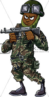 Black cartoon soldier with gun