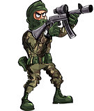 Cartoon soldier with gun and balaclava
