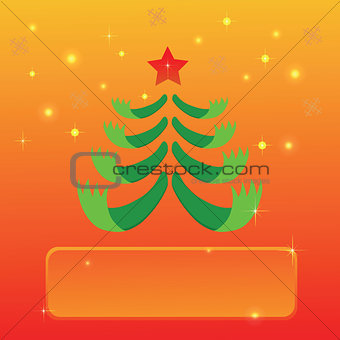 greeting with Christmas tree