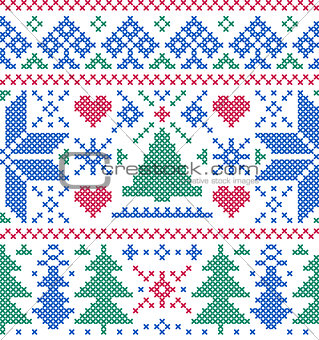 pattern with  trees and snowflakes