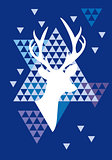 Christmas deer with triangle pattern, vector