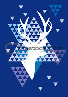Christmas deer with triangle pattern, vector