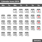 Calendar icons, January 2014