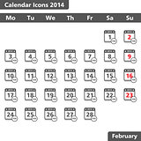Calendar icons, February 2014