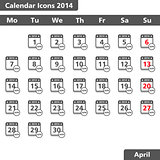 Calendar icons, April 2014
