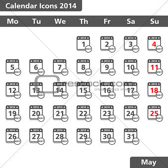 Calendar icons, May 2014