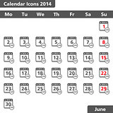 Calendar icons, June 2014