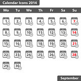 Calendar icons, September 2014