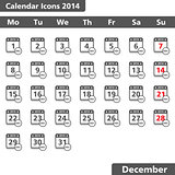 Calendar icons, December 2014