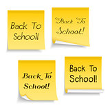 Yellow sticky notes with text Back To School