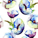 Seamless pattern with Beautiful Blue flowers