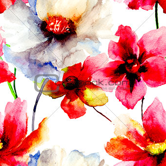 Seamless wallpaper with summer flowers