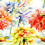 Watercolor illustration with beautiful flowers 