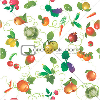 Vegetables and fruits vector seamless pattern