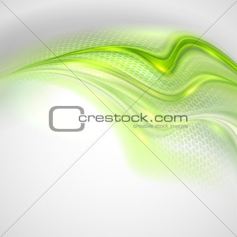 Abstract gray waving background with green element
