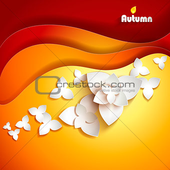 Abstract paper flowers. Autumn background.