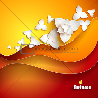 Abstract paper flowers. Autumn background.