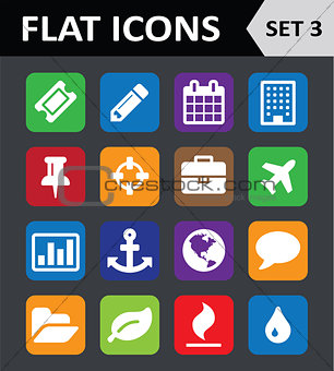 Universal Colorful Flat Icons. Set 3.
