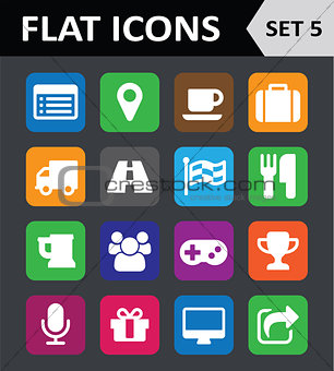 Universal Colorful Flat Icons. Set 5.