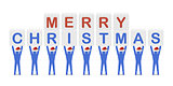 Men holding the words Merry Christmas.