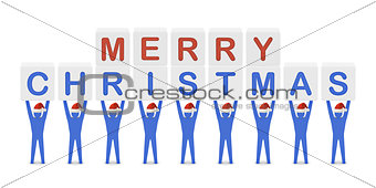 Men holding the words Merry Christmas.