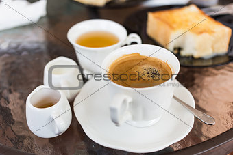 Coffee on glass background