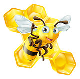 Cute Cartoon Bee and Honeycomb