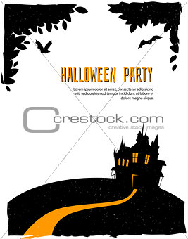 Happy halloween card with castle