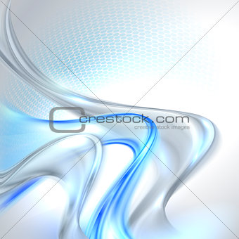 Abstract gray waving background with blue element