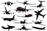 Aircraft silhouettes set
