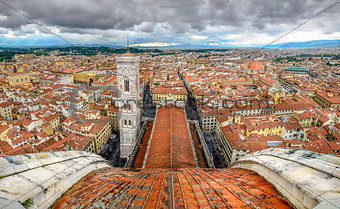 Panoramic view of Florence from cupola of Duomo cathedral