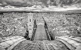 Panoramic monochrome view of Florence from cupola of Duomo cathedral