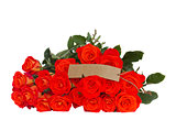 bright orange  roses with tag