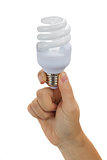 hand holding electric bulb