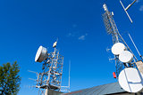 Telecommunication Towers on Blue Sky