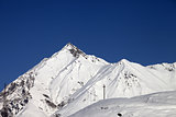 Snowy mountains and blue clear sky in nice day
