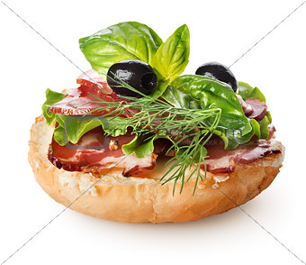 Sandwich with bacon and salad