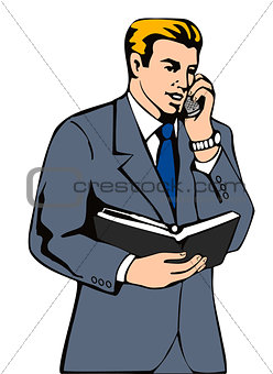 Businessman on the Phone with Diary